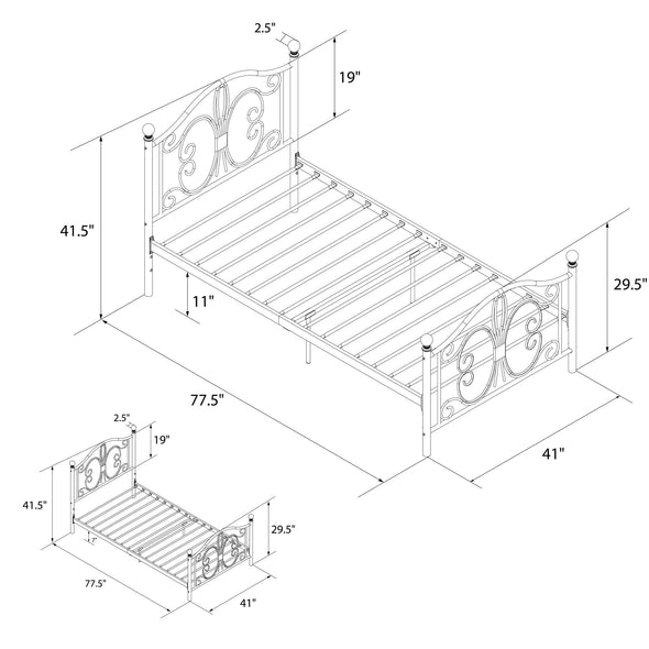 Bombay Metal Platford Bed Frame - White - Twin