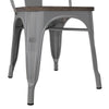 DHP Fusion Stackable Metal Dining Chair with Wood Seat, Silver, Set of 2 - Silver