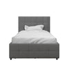 Rose Platform Bed Frame with Storage Drawers - Grey Linen - Twin