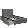 Rose Platform Bed Frame with Storage Drawers - Grey Linen - Twin