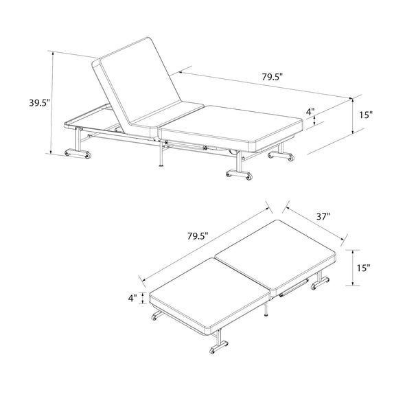 Folding Guest Bed With Memory Foam - Black - N/A