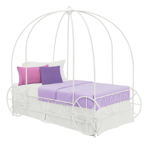 DHP Carriage White Metal Bed, Twin - White - Twin