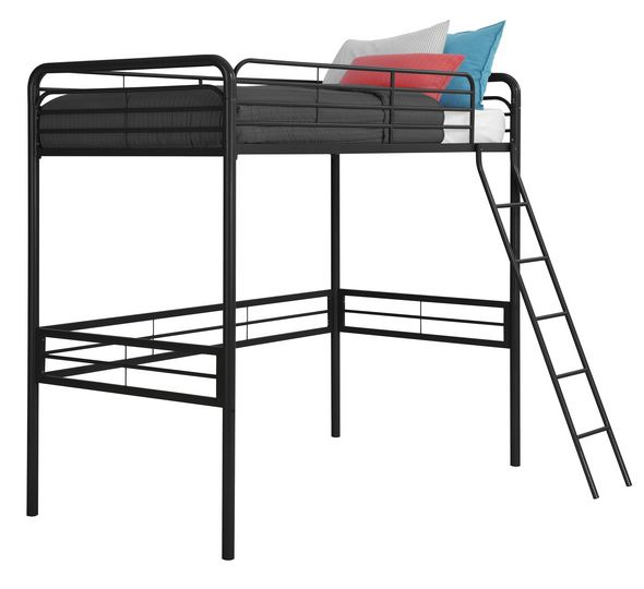 DHP Metal Twin Loft Bed, Black - Black - Twin