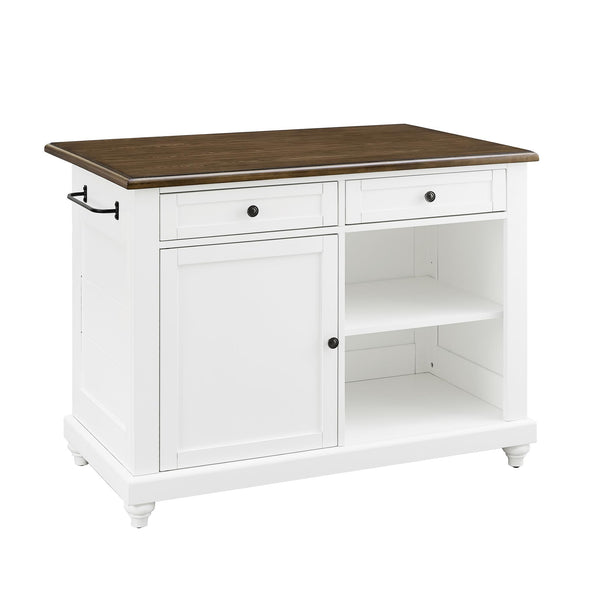 Kelsey Kitchen Island with 2 Stools - White - N/A