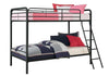 DHP Dusty Twin over Twin Metal Bunk Bed, Black - Black - Twin-Over-Twin