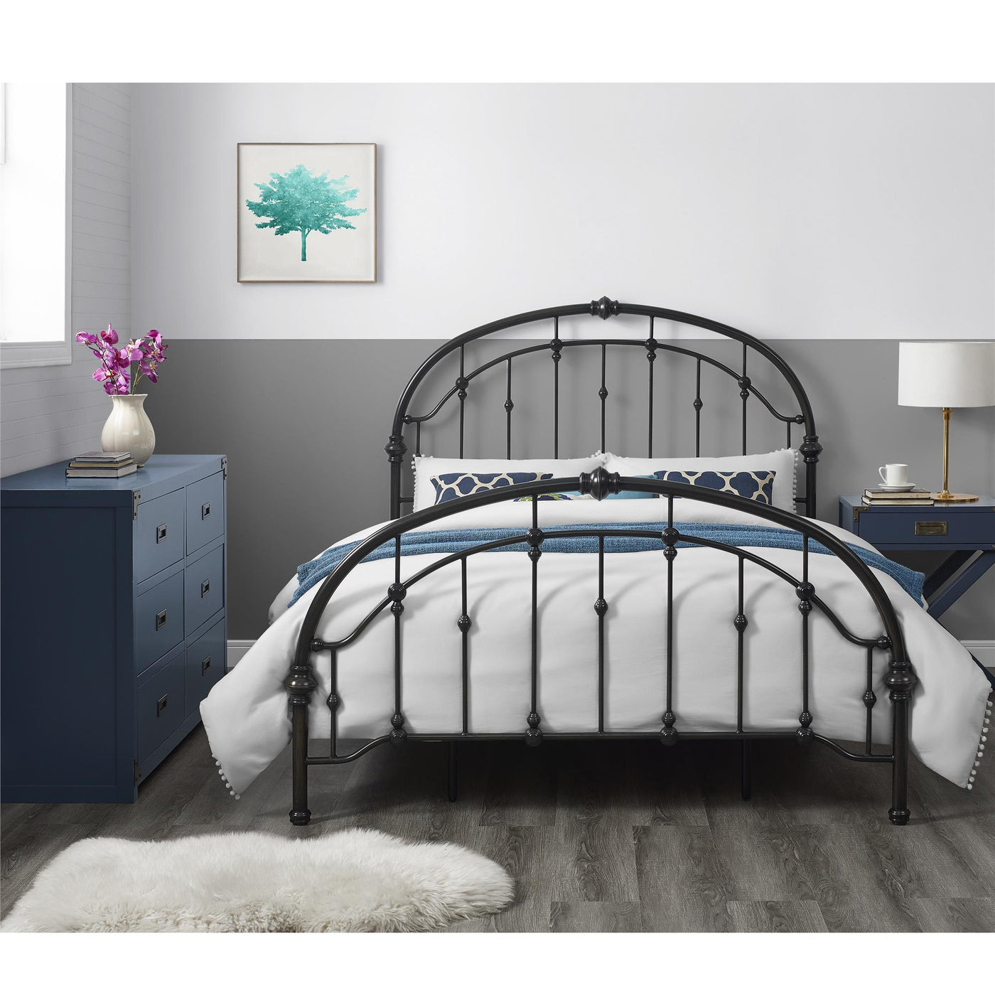 Pewter metal sales bed frame