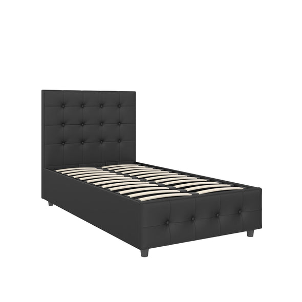 DHP Cambridge Upholstered Bed with Storage, Black, Queen - Black - Queen