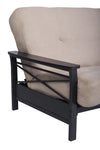 DHP Nadine Metal Futon Frame with Espresso Wood Armrests, Full - Black - Full