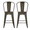 DHP Luxor 24" Metal Counter Stool with Wood Seat, Antique Bronze, Set of 2 - Bronze