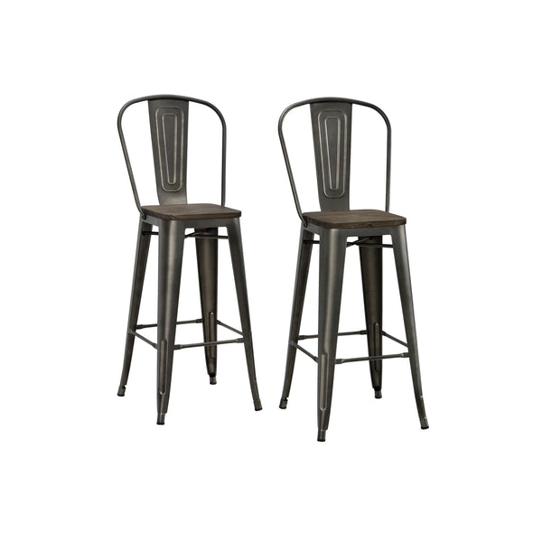 DHP Luxor 30" Metal Bar Stool with Wood Seat, Antique Copper, Set of 2 - Copper