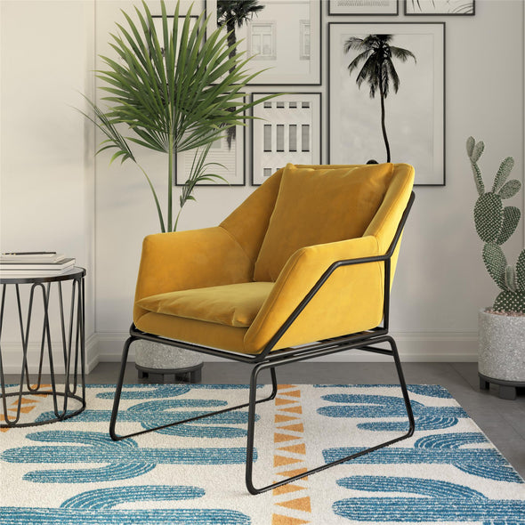 DHP Avery Accent Chair, Mustard Yellow Velvet - Mustard - N/A