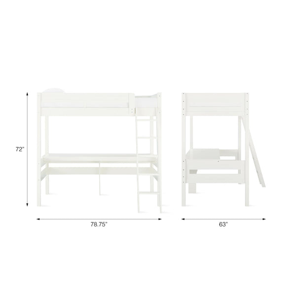 Harlan Loft Bed with Desk and Ladder - White - Twin