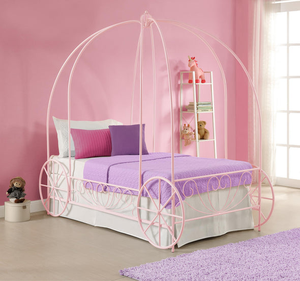 DHP Metal Twin Carriage Bed, Pink - Pink - Twin