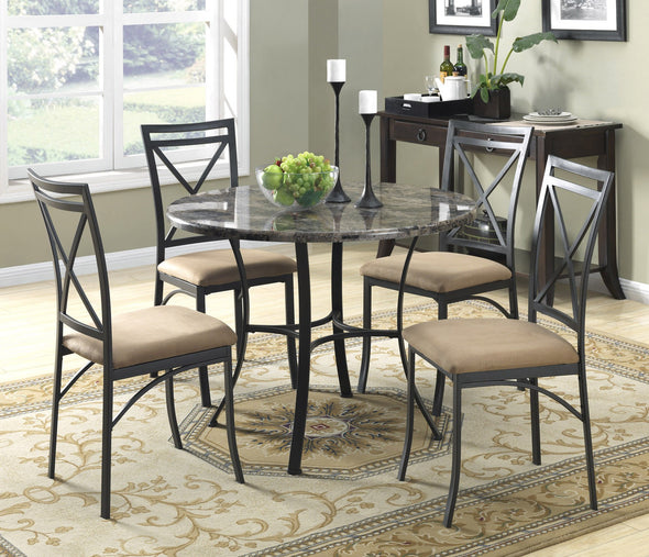5-Piece Faux Marble Top Dining Room Set - Black Coffee - N/A
