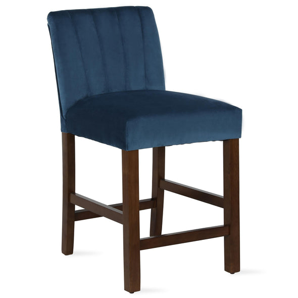 Zoya Channel Back Upholstered Counter Stool - Blue - N/A