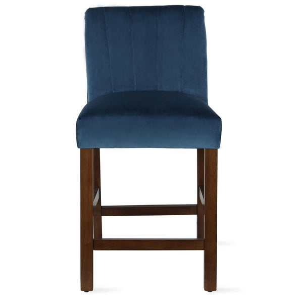 Zoya Channel Back Upholstered Counter Stool - Blue - N/A