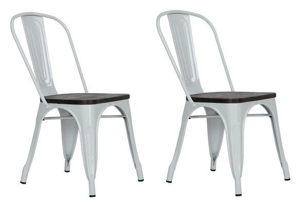 DHP Fusion Stackable Metal Dining Chair with Wood Seat, White, Set of 2 - White