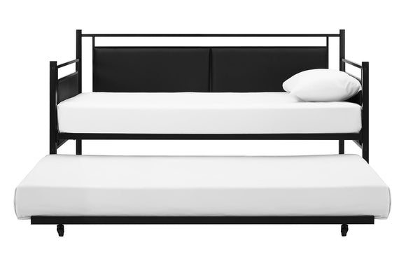Astoria Metal and Upholstered Daybed with Trundle - Black