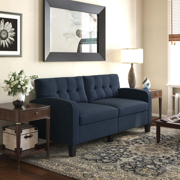 Zakari Modern Sofa - Blue Linen - N/A