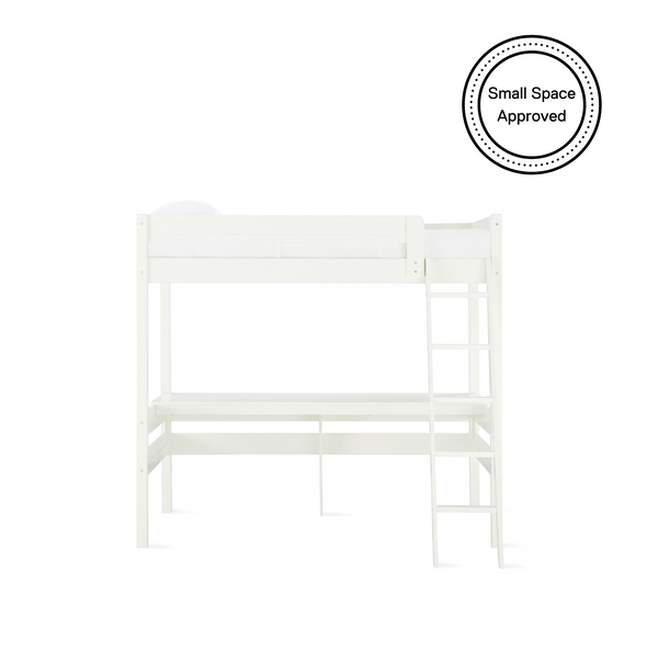 Harlan Loft Bed with Desk and Ladder - White - Twin