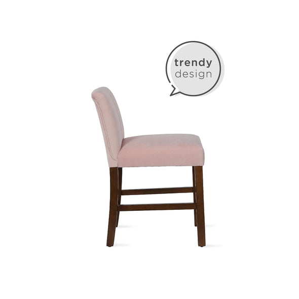 Zoya Channel Back Upholstered Counter Stool - Blush - N/A