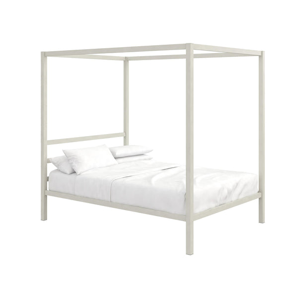 DHP Modern Metal Canopy Bed, Off White Metal, Full - White - Full
