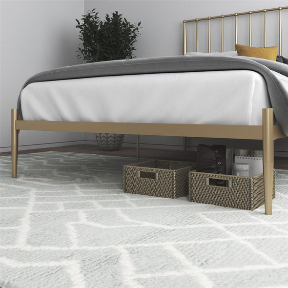 DHP Giulia Modern Metal Platform Bed, Queen, Gold - Gold - Queen