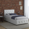 Dakota Platform Bed Frame with Storage Drawers - White Faux leather - Twin