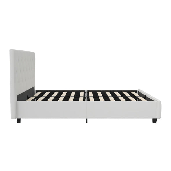 Dakota Platform Bed Frame - White Faux leather - Full