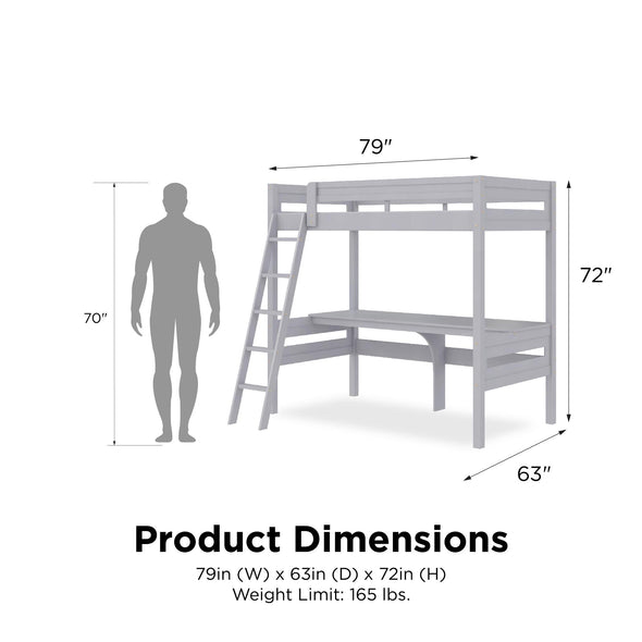 Harlan Loft Bed with Desk and Ladder - Gray - N/A