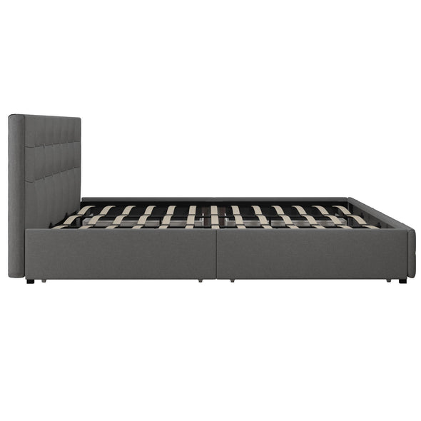 DHP Rose Upholstered Bed with Storage, Gray Linen, King - Grey Linen - King