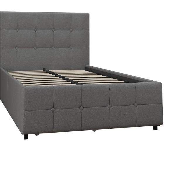 DHP Rose Upholstered Bed with Storage, Gray Linen, Twin - Grey Linen - Twin