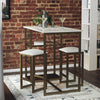 Tanner 3-Piece Brass Pub Set with Faux Marble Top - White - N/A