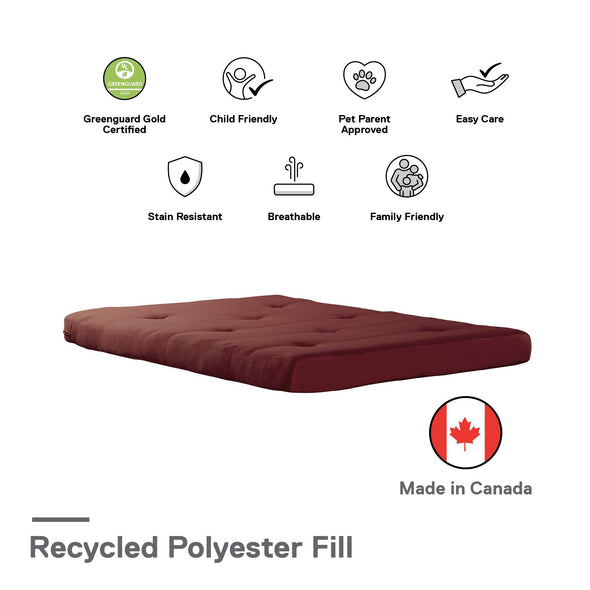 DHP Caden 6 Inch Full Size Poly Filled Futon Mattress, Ruby Red - Ruby Red - Full