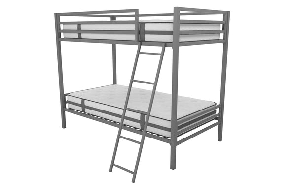 Novogratz Maxwell Twin/Twin Metal Bunk Bed - Gray - Twin-Over-Twin