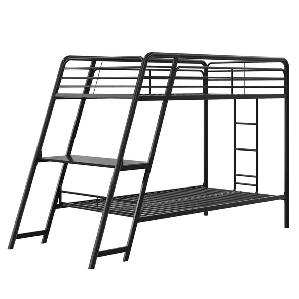 Clark Bunk Bed with Side Desk - Black - Twin-Over-Twin