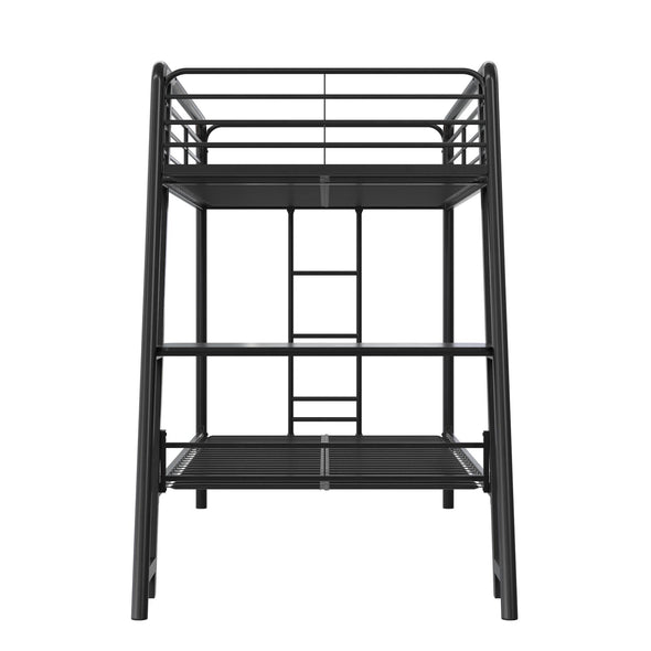 Clark Bunk Bed with Side Desk - Black - Twin-Over-Twin