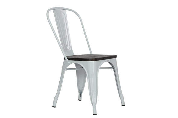 DHP Fusion Stackable Metal Dining Chair with Wood Seat, White, Set of 2 - White