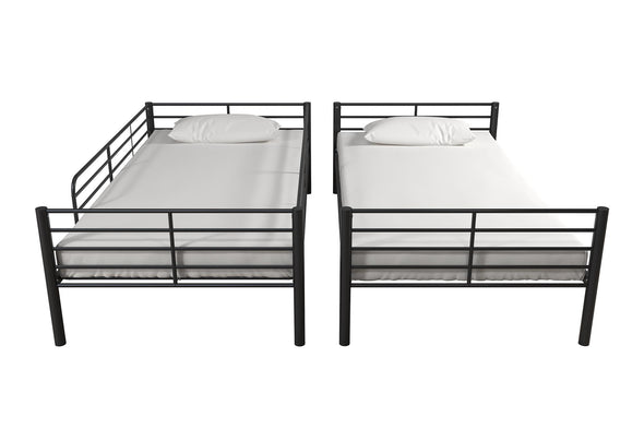 DHP Teddy Convertible Twin over Twin Metal Bunk Bed, Black - Black - Twin-Over-Twin