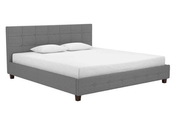 DHP Rose Upholstered Bed, Gray Linen, King - Gray - King