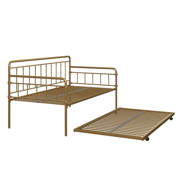 DHP Wallace Metal Daybed with Trundle, Twin, Gold - Gold - Twin