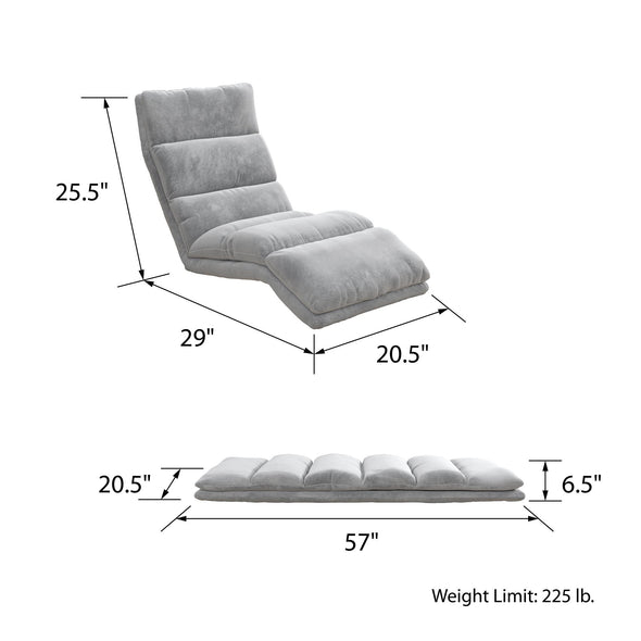 Beverly Wave Adjustable Memory Foam Lounger - Gray - N/A