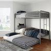 DHP Isaiah Triple Twin Metal Bunk Bed, Gray - Gray - Twin-Over-Twin