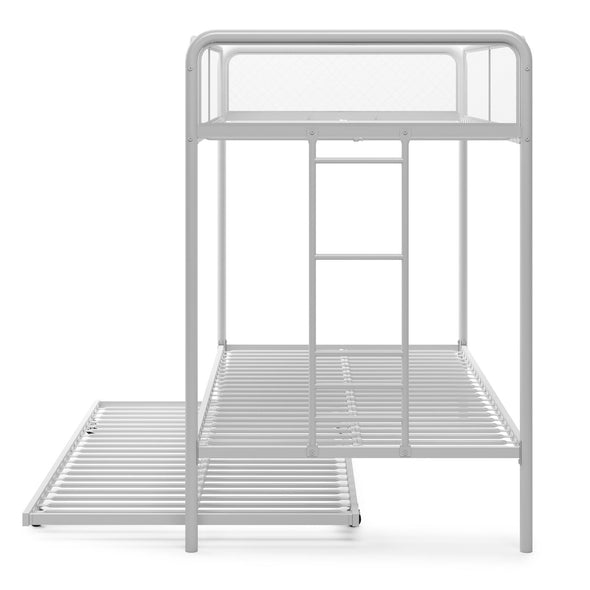 DHP Isaiah Triple Twin Metal Bunk Bed, Off White - White - Twin-Over-Twin