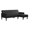 DHP Haven Small Space Reversible Sectional Sofa Futon, Black Faux leather - Black Faux Leather - N/A