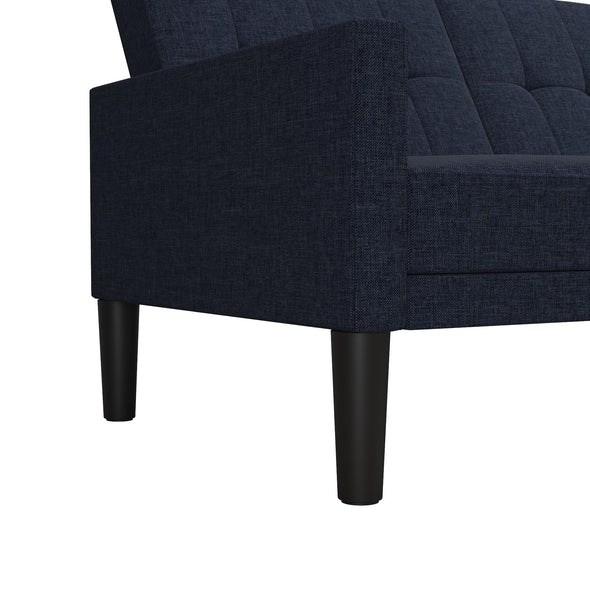 DHP Haven Small Space Reversible Sectional Sofa Futon, Blue Linen - Blue Linen - N/A