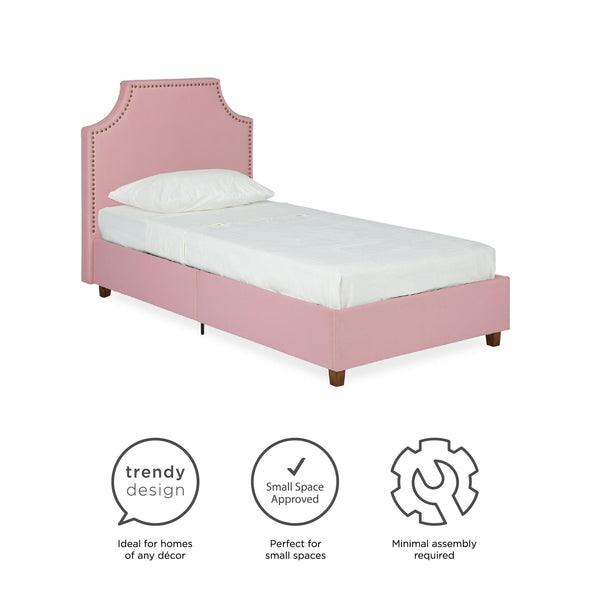 Melita Upholstered Bed - Pink - Twin