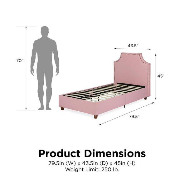 Melita Upholstered Bed - Pink - Twin
