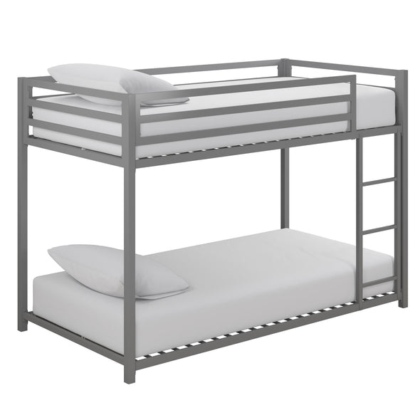 DHP Miles Metal Twin/Twin Bunk Bed, Silver - Silver - Twin-Over-Twin