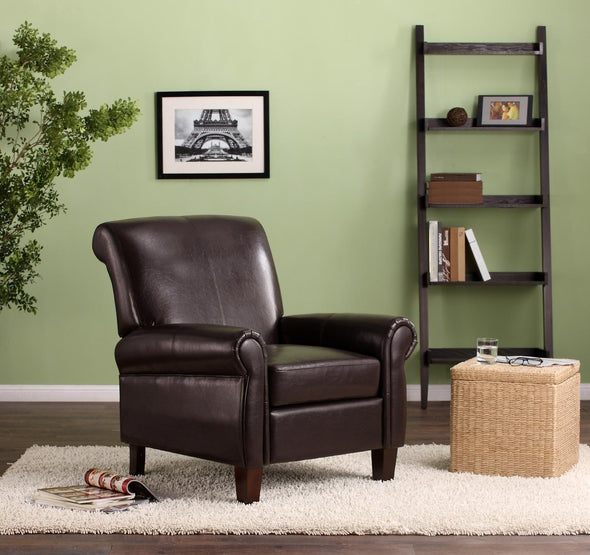 Faux Leather Club Chair - Brown - N/A